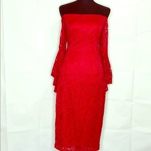Red midi dress